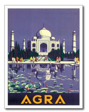 Vintage Taj Mahal Agra India Travel Poster